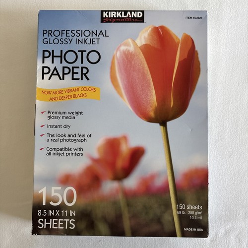 87 arkuszy 8,5x11 KIRKLAND Profesjonalny błyszczący atramentowy papier fotograficzny 10,4 mil