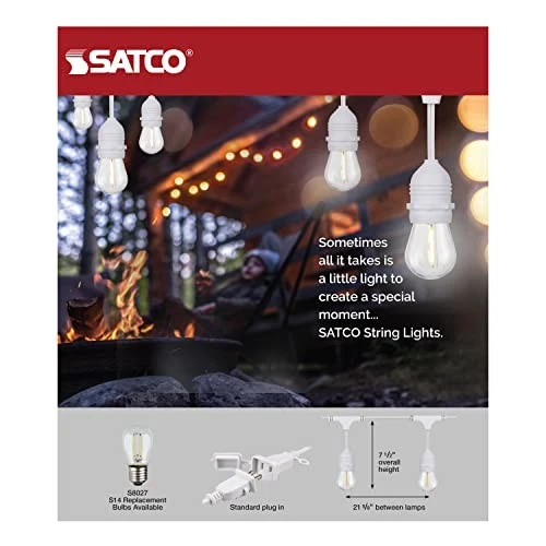  S8038 LED Indoor/Outdoor String Lights, S14 Bulbs, 24 Feet - S14 Bulbs White - Picture 2 of 6