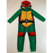 TMNT Raphael Boys Size 10 Hooded One Piece Costume Pajama Union Suit Nickelodeon