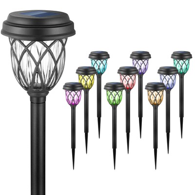 10 Pack Color Changing Solar Lights Outdoor Decorative for Garden Pathway Wal...