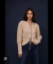 LOVE THE LABEL Victorian Wool-Blend Cardigan Color EGRET Size XS