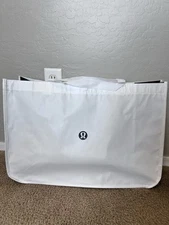 Lululemon Reusable Shopping Tote Bag White Jumbo XL 14.5x21.5x8 Inch