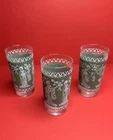 Vintage JEANETTE GREEN WEDGEWOOD Asian Japanese Figures Geisha Glass Tumblers