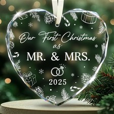 Our First Christmas Married Ornament 2025, Wedding Gifts for Newlyweds, Brida...
