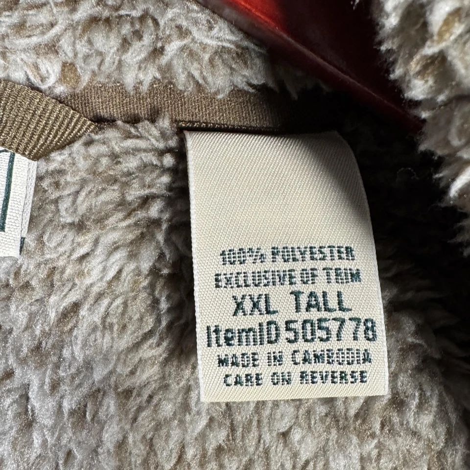 LL Bean Jacket Mens 2XL Tall Gray Sherpa Fleece Full Zip Hi Pile Shoulder Elbow - Image 4 of 4