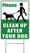 Clean up after Your Dog Signs, 12.6" X 9.5" with Metal Stake, No Dog Poop Lawn S