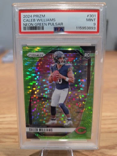 2024 Prizm Caleb Williams Neon Green Pulsar Prizm RC PSA 9