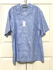 NWT Daniel Cremieux Collection XL blue white short sleeve button up shirt mens