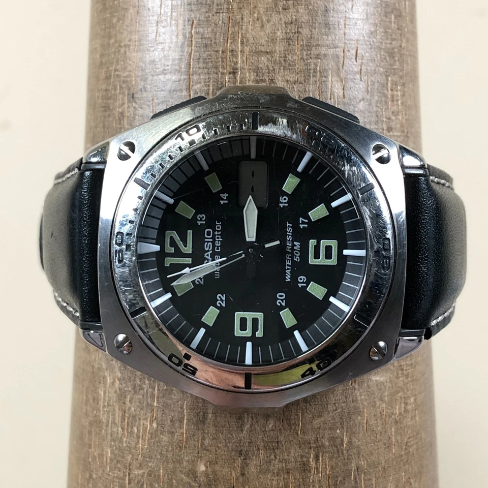 Casio Wave Ceptor Men WVQ-200HA Leather Quartz Analog Digital 40mm Watch 8 1/4" - Image 2 of 4