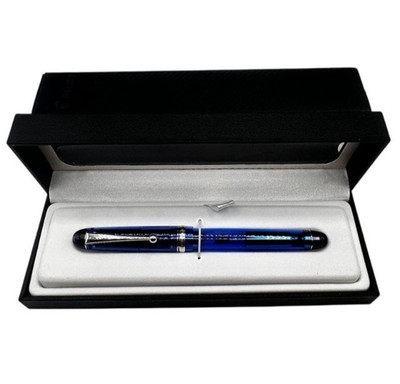 PILOT Custom 74 Fountain Pen Blue Barrel Medium Nib Transparent Design 60696