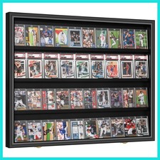 Large Graded Sports Card Display Case, 40 Baseball Card Display Frame, Wall C...