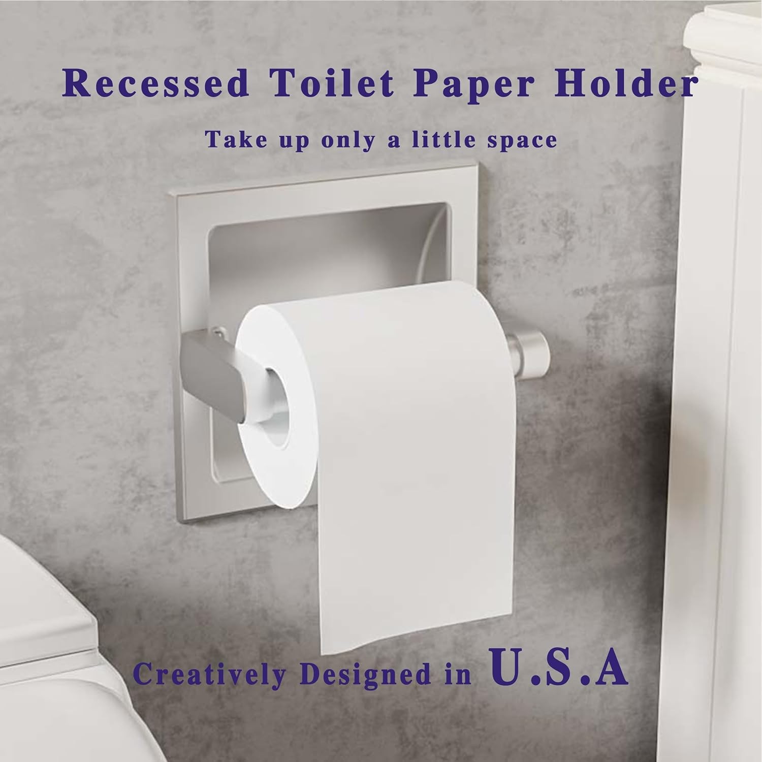 Brushed Nickel Recessed Toilet Paper Holder Hotel Style Pivoting Tissue Holder