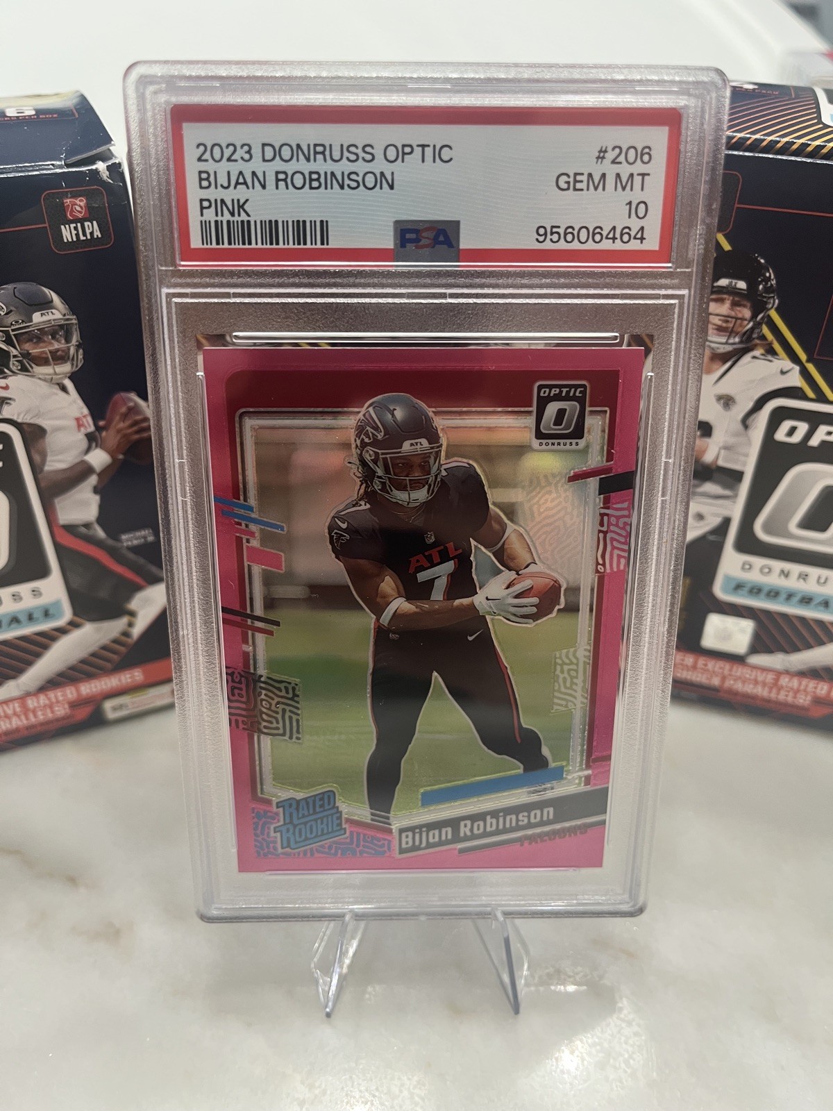 2023 Panini Donruss Optic - Rated Rookie Pink Bijan Robinson #206 (RC) PSA 10