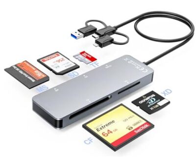 Memory Stick Pro Duo Adapter for iPhone/Android, XD/TF/MS/CF/SD Card Reader 