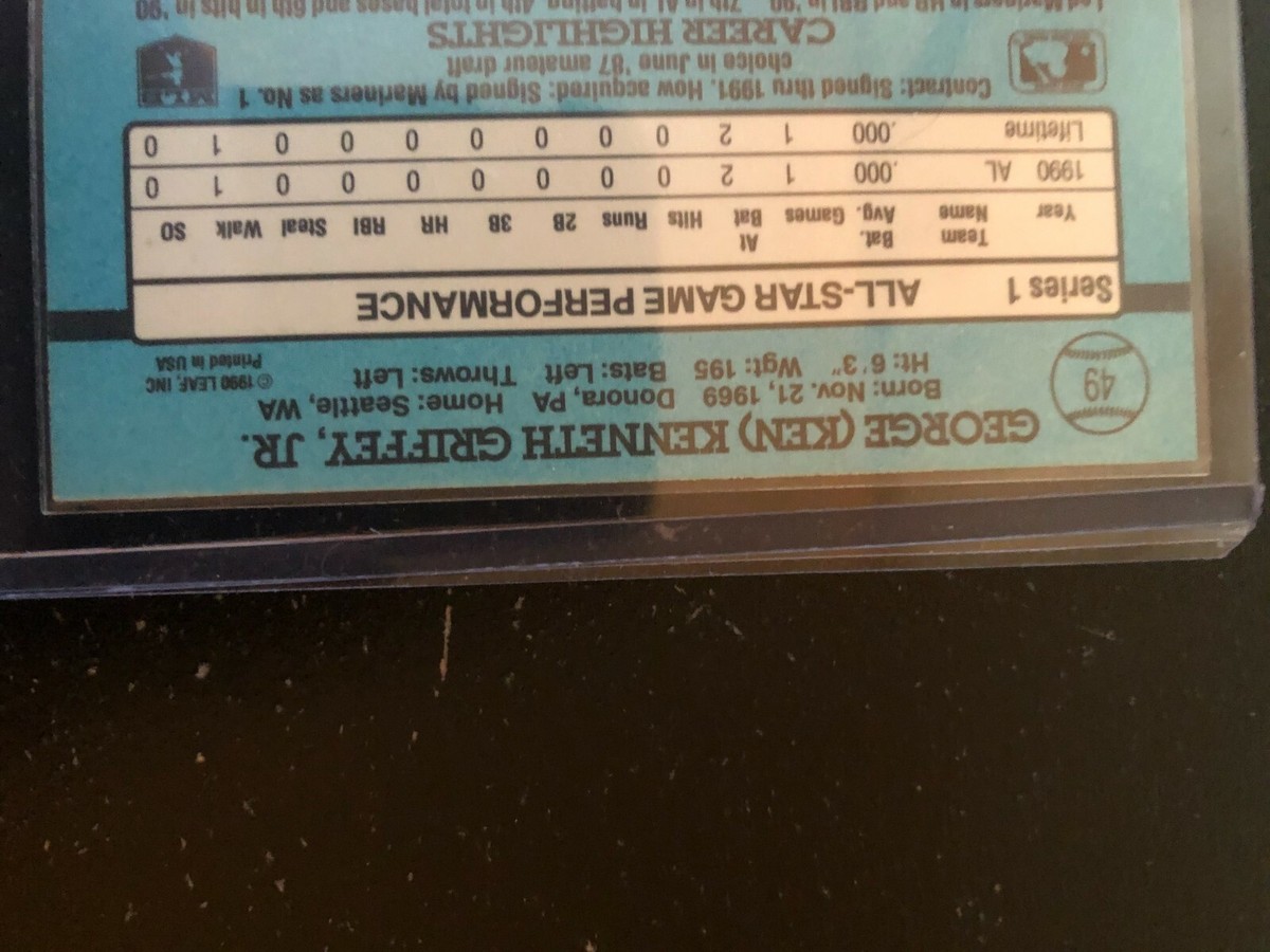 Ken Griffrey Jr. Donruss 91 Card 49 ERROR Missing Period after INC