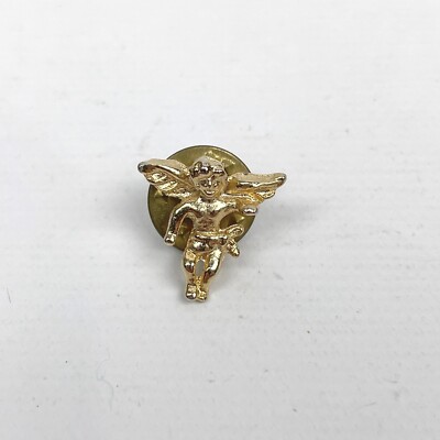VTG Cherub Baby Angel Tiny Golden Tone Tie Tack Lapel Pin Pinback ...