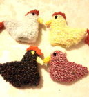 4 x Hand Knitted Little Easter Chicks ROOSTERS Cream Egg Covers