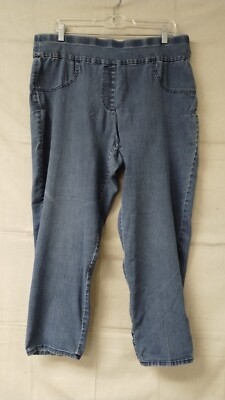 Alfred Dunner Womens Jeans Pull On High Rise Elastic Back Straight Fit Blue  16W