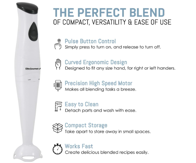Hand Blender Immersion Stick Electric Chopper Emulsion Hand Held Mixer