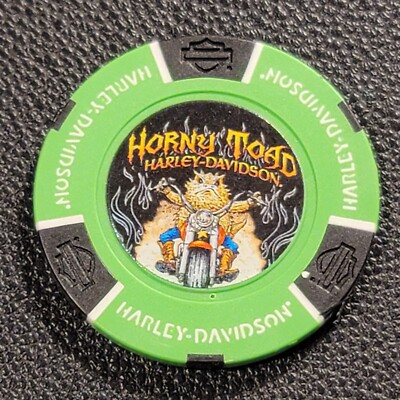HORNY TOAD HD ~ FT. HOOD, TEXAS (Neon Green Full Clr) Harley Poker Chip (CLOSED)