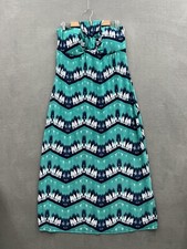 Mlle Gabrielle Women’s 1X Maxi Dress Empire Waist Halter Tie Dye Tropical