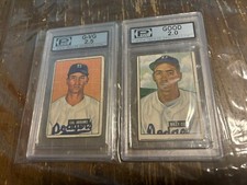 1951 Bowman Baseball Càrds 224 Billy Cox Cal Abrams Brooklyn Dodgers PGC Graded