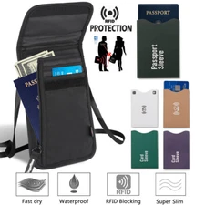 RFID Blocking Passport Holder Wallet with Neck Stash Pouch for Travel Security