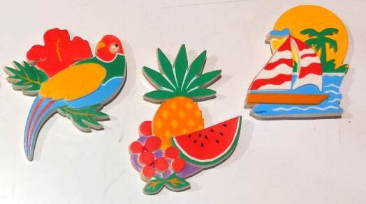 Used Unbranded Plastic Refrigerator Magnet Set, Tropical-themed