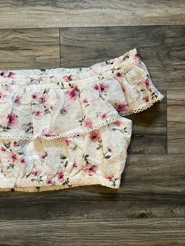 NWT FOREVER 21 Cropped Off The Shoulder Top / Size 3X / White Floral  - Picture 7 of 7