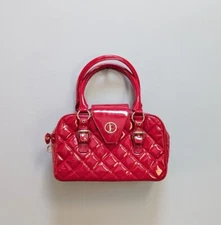 Jack French Red Burlington Parent Leather Quilt Satchel Bag -Missing Lock/Tag