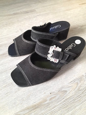 Gabor Pantolette Größe 4  schwarz Samtchevreau Obermaterial Leder NEUWERTIG OVP