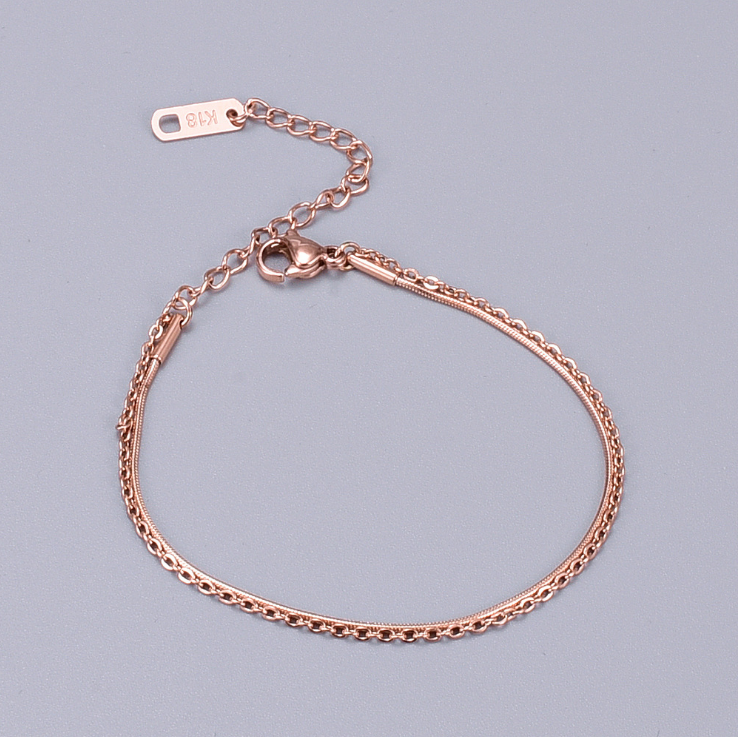 Stainless Steel 18K Gold Plated Snake Chain Anklet
