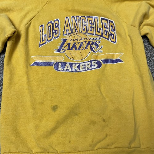 80s Los Angeles Lakers NBA Crewneck Sweatshirt Rare Logo Champion Stains - Picture 2 of 15