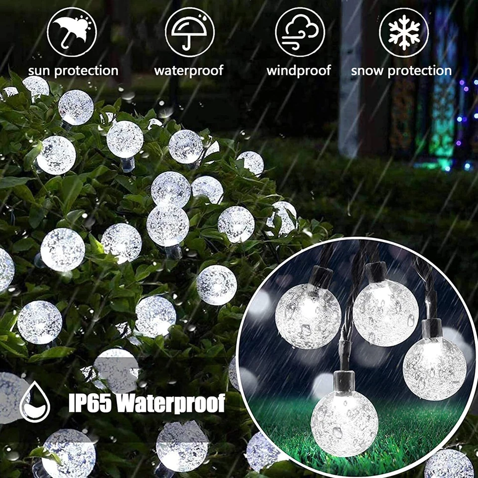 Solar String Lights Outdoor 30Led 20Ft Bigger Crystal Light For Garden Christmas - Image 4 of 4