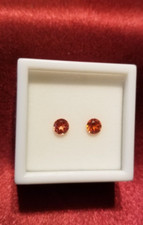 2 LAB CREATED SAPPHIRE 1.2OCTW 5MM DEEP ORANGE ROUND STONES                   #7