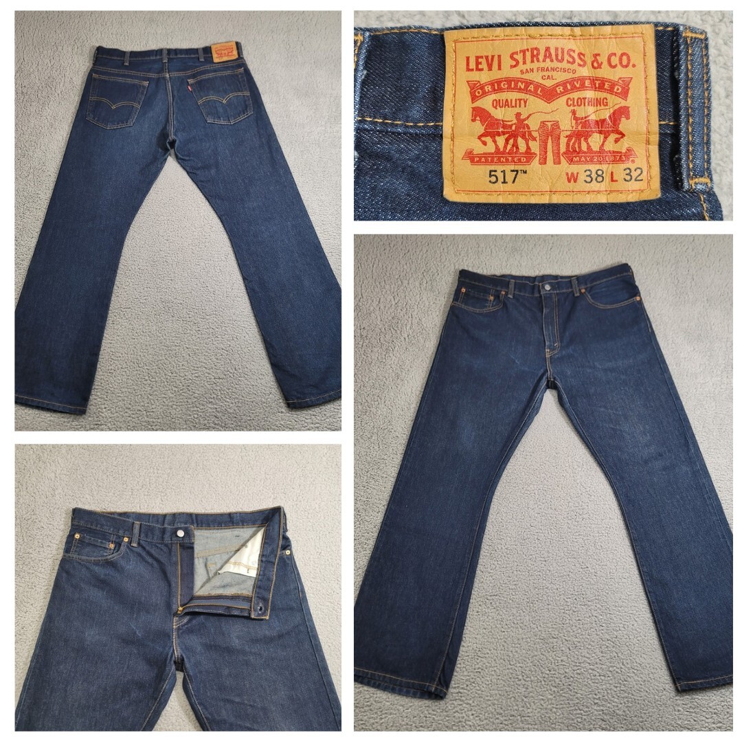 Levi's 517 Jeans Men's 38x31 Blue Dark Wash Bootcut Denim