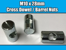 M10 x 28mm Furniture Cross Dowel Barrel Nuts Threaded Fixing Cot Bed Table Unit