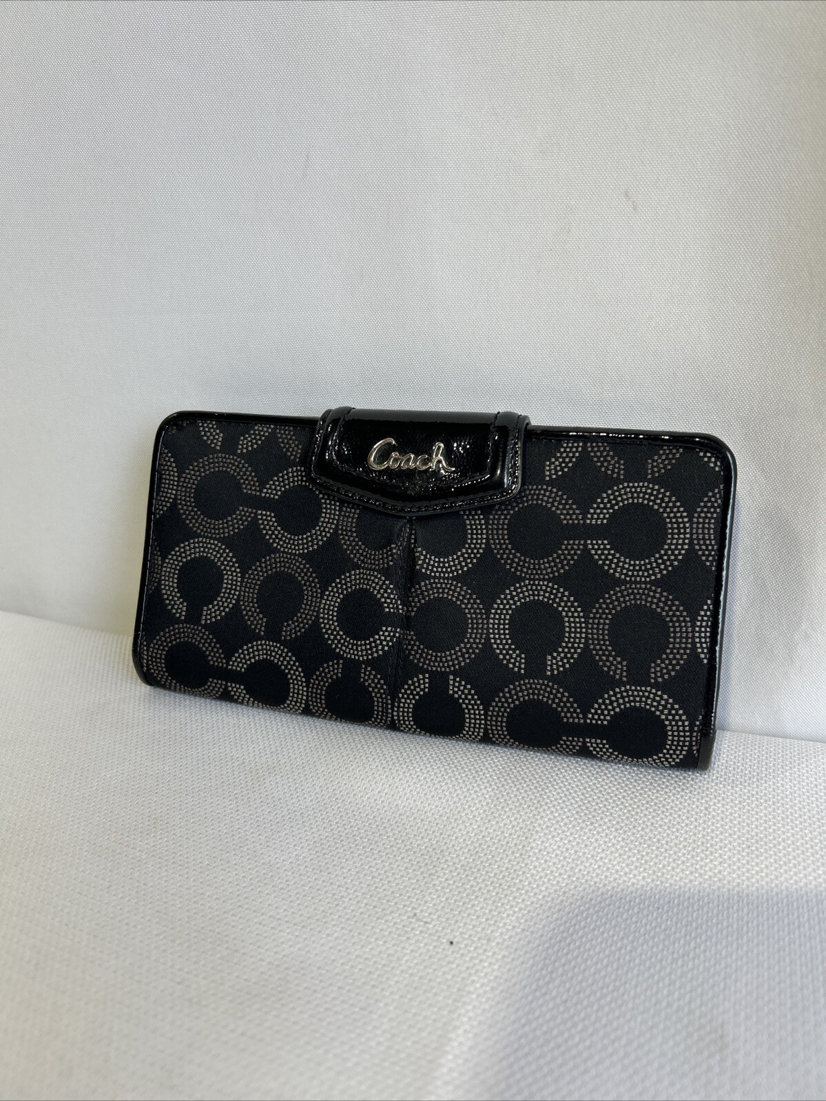 Coach Black Canvas Snap Closure Wallet  