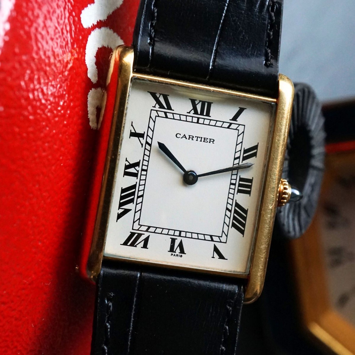 Cartier Tank 17002 Paris Automatique 18k Gold Large 35 mm c