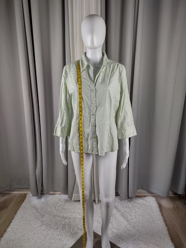 Kim Rogers Cotton Blend Green White Floral Pattern Button Down Shirt Size Large - Picture 5 of 12
