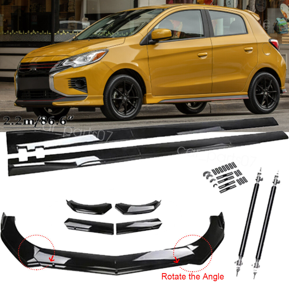 For Mitsubishi Mirage Front Bumper Lip Strut Rods Side Skirts