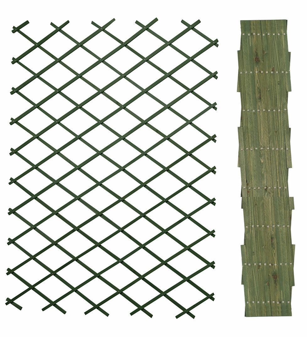 Riveted Diamond Expanding Wood Garden Trellis Green 180cm x 60cm Climbing Plants