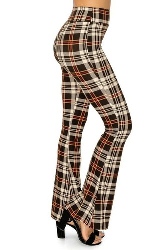 plaid print high waisted palazzo pants 