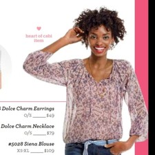 Cabi Women's Sienna Style 5028 Floral Lightweight Sheer Balloon Sleeve Blouse