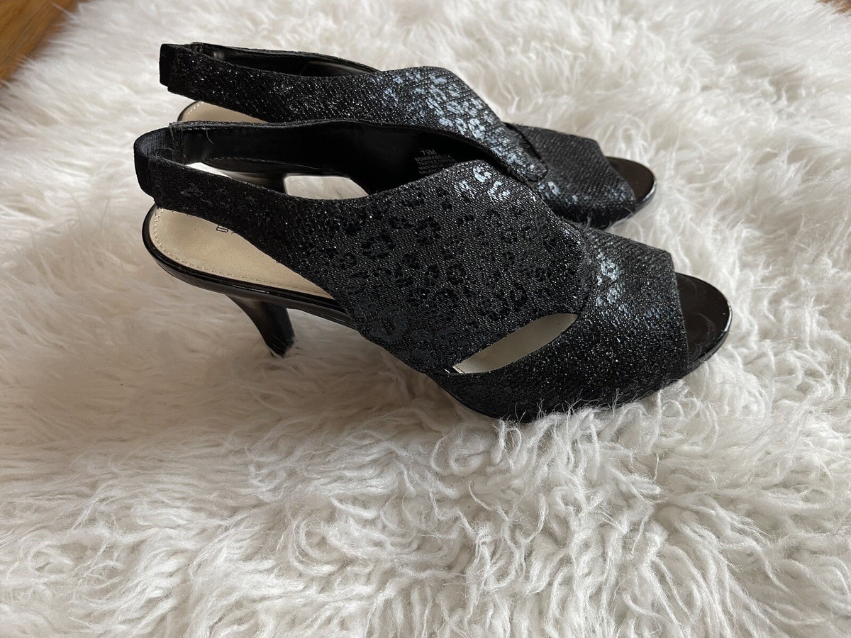 Bandolino Mirabella Women Shoes M Black Animal Print Glitter