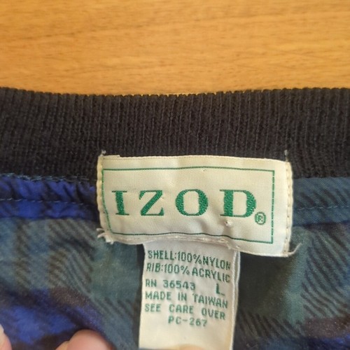 Izod wind shirt vintage plaid L large blue green golf shirt - Picture 5 of 9