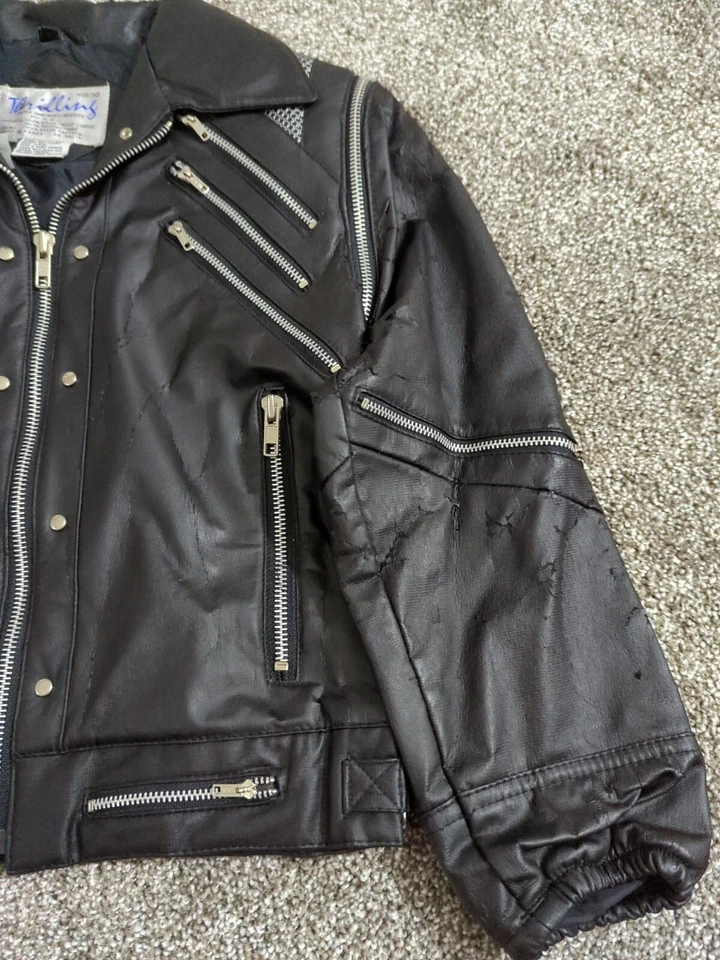 Chaqueta de Thriller DE COLECCIÓN Michael Jackson Negra Emocionante Talla 10 Juvenil Mediados de 1980! Foto 3 de 4
