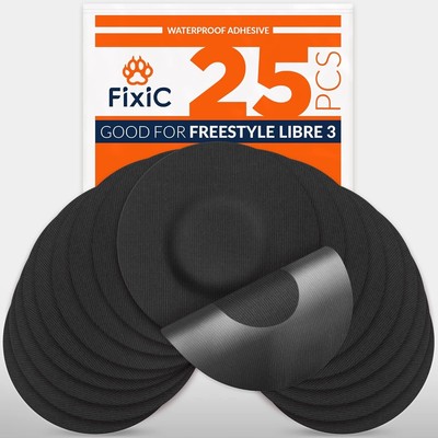 Fixic Freestyle Adhesive Patches 25 PCS   Good Only for Libre 3 & Plus   NO Glue