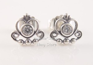 tiara pandora stud authentic earrings princess silver