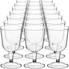 Decorrack 24 Wine Glasses, 6 Oz -BPA Free- Plastic Party Wine Cups, Perfect for 